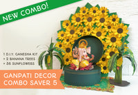 Ganpati Decor Combo Saver 5 - DIY Ganpati + 36 Sunflowers + 2 Banana Trees