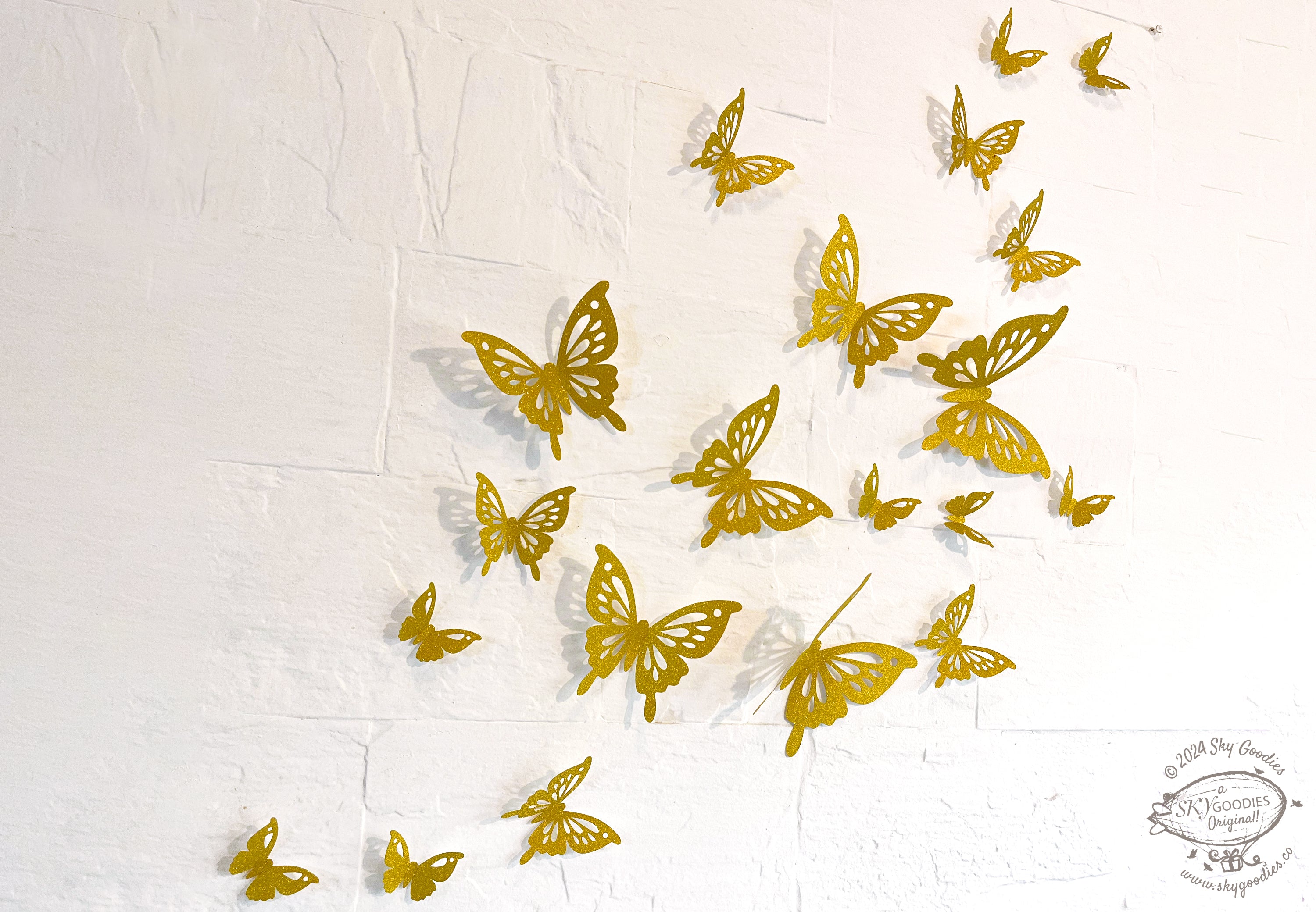 Golden Butterflies Paper Wall Decor