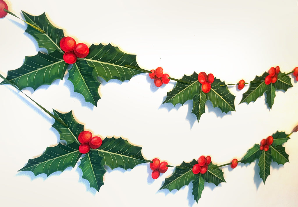 Christmas Holly & Berries Paper Bunting & Wall Decor