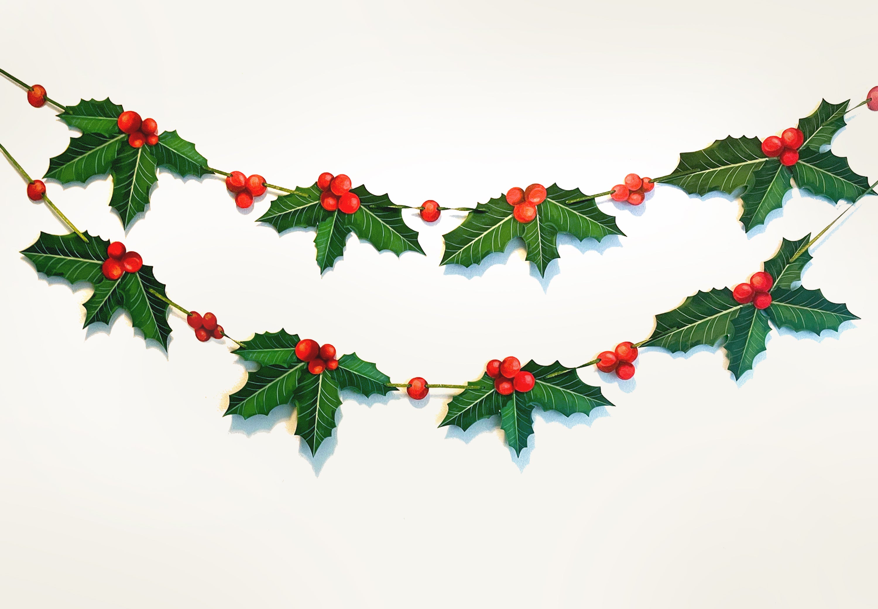 Christmas Holly & Berries Paper Bunting & Wall Decor