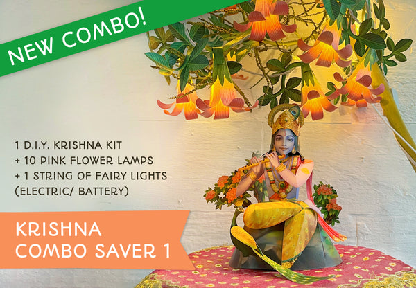 Krishna Janmashtami Combo Saver 1 - DIY Krishna + 1 Flower Fairy Lights