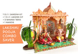 Lakshmi Pooja Decor Combo Saver - DIY Ganpati + Lakshmi + Mandir + 2 Banana Trees