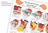 Mini Christmas Village: Set of 6 House Tea Light Holders with Electric Tea Lights