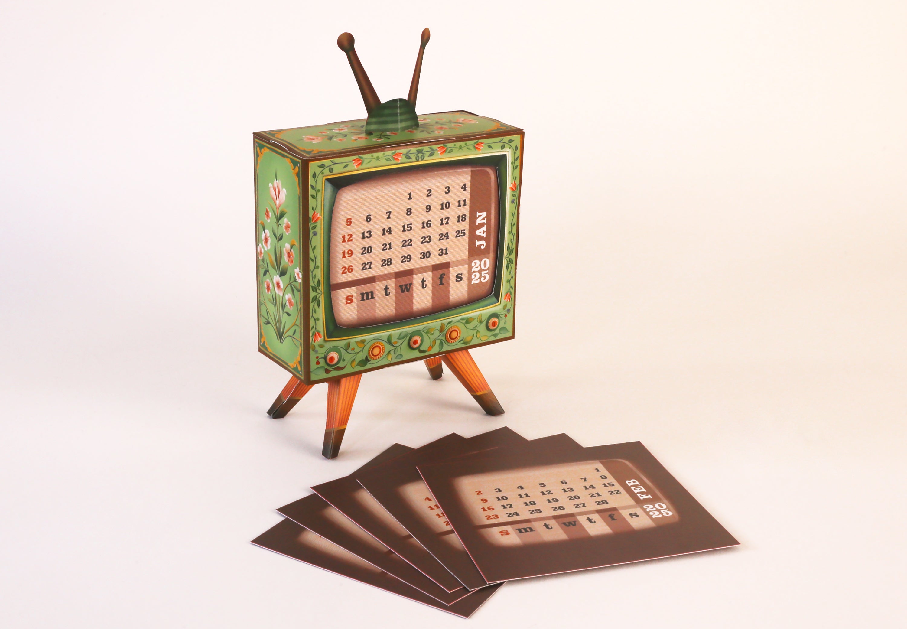 Mini TV Desk Calendar 2025 DIY Paper Craft Kit