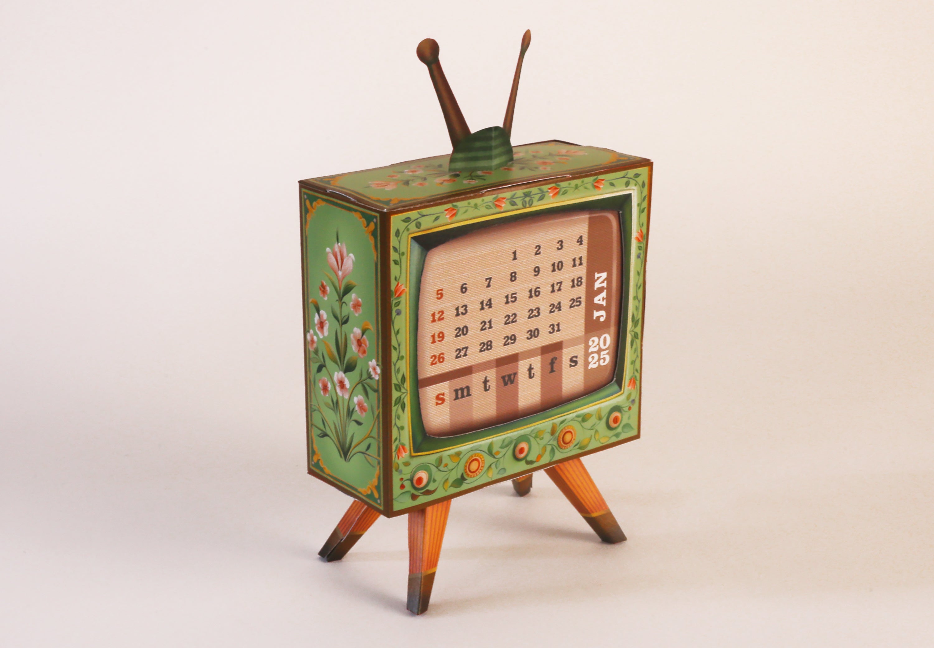 Mini TV Desk Calendar 2025 DIY Paper Craft Kit