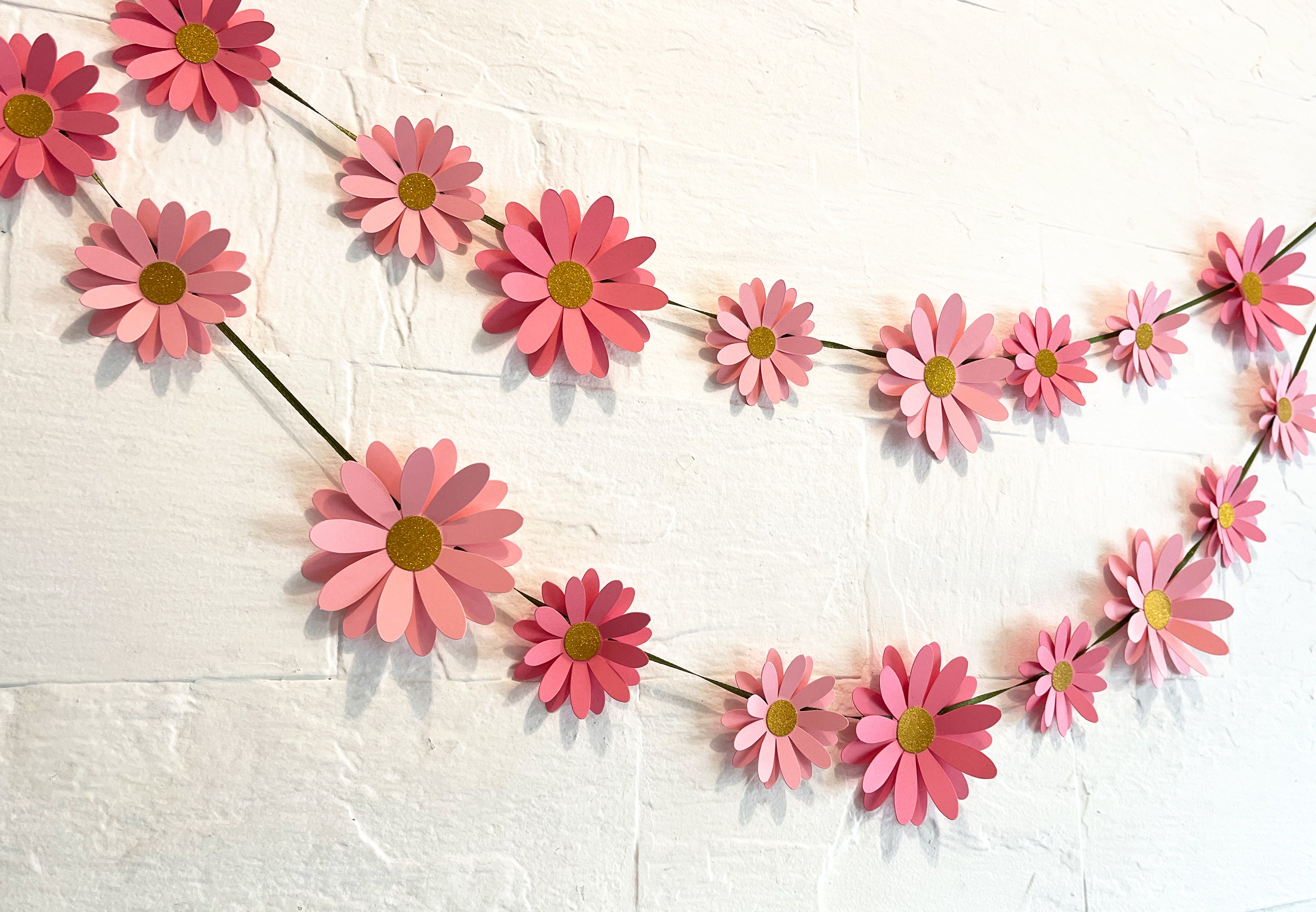 Pink Daisy Flower Paper Bunting & Wall Decor