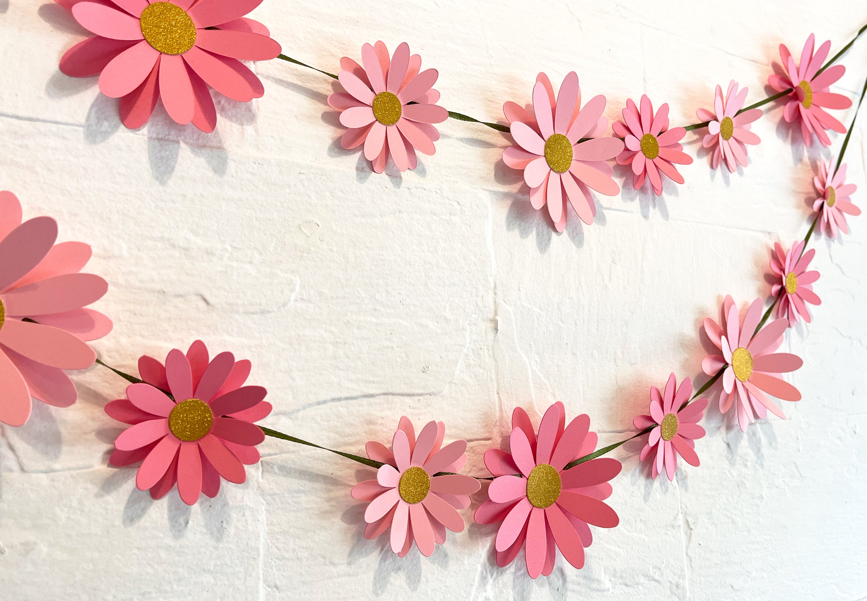 Pink Daisy Flower Paper Bunting & Wall Decor