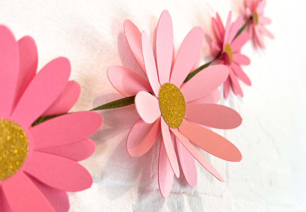 Pink Daisy Flower Paper Bunting & Wall Decor