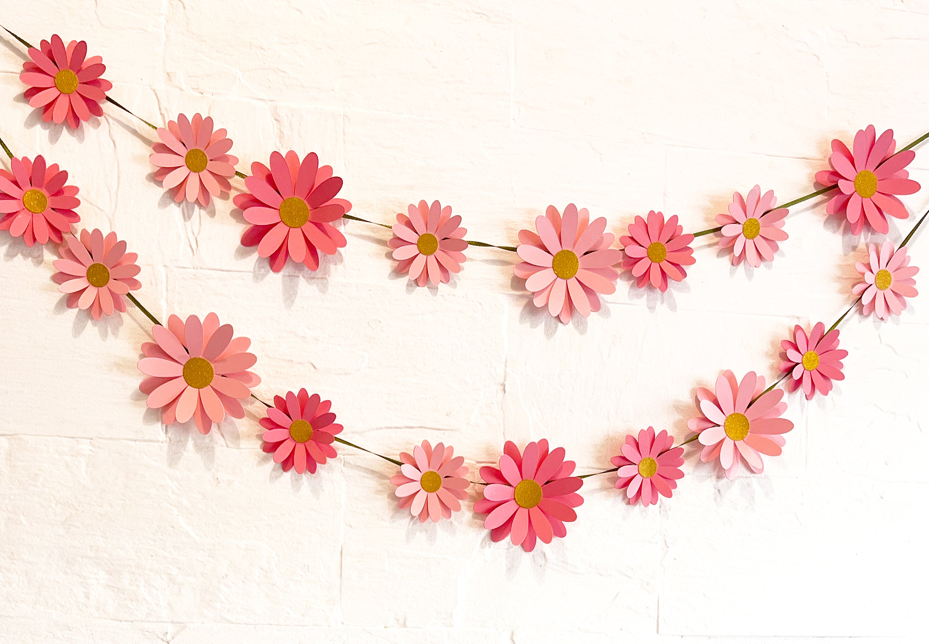 Pink Daisy Flower Paper Bunting & Wall Decor
