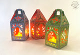 Set of 6 Lantern Tea Light Holders with Electric Tea Lights