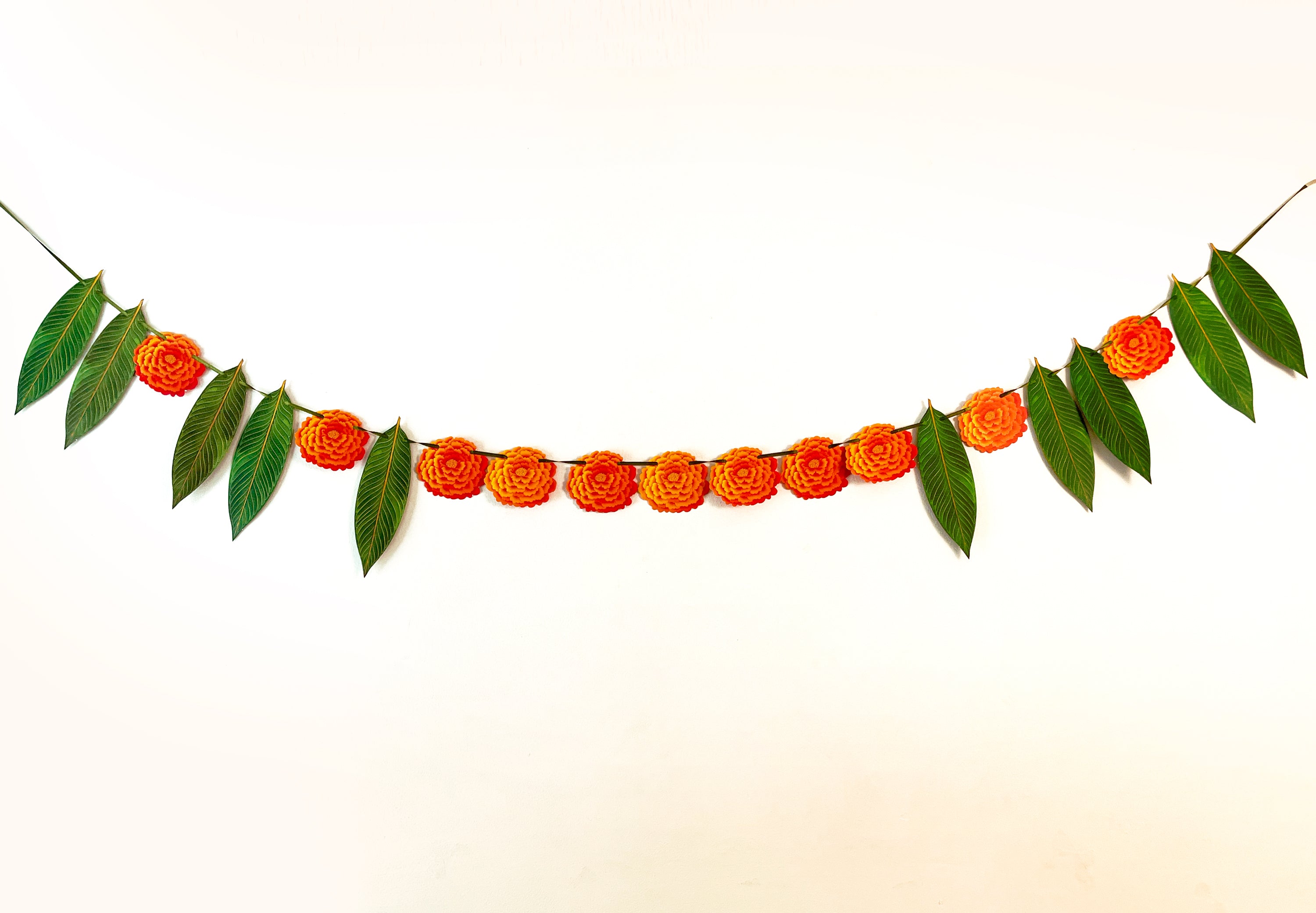 Marigold Flower & Mango Leaf Toran Paper Bunting