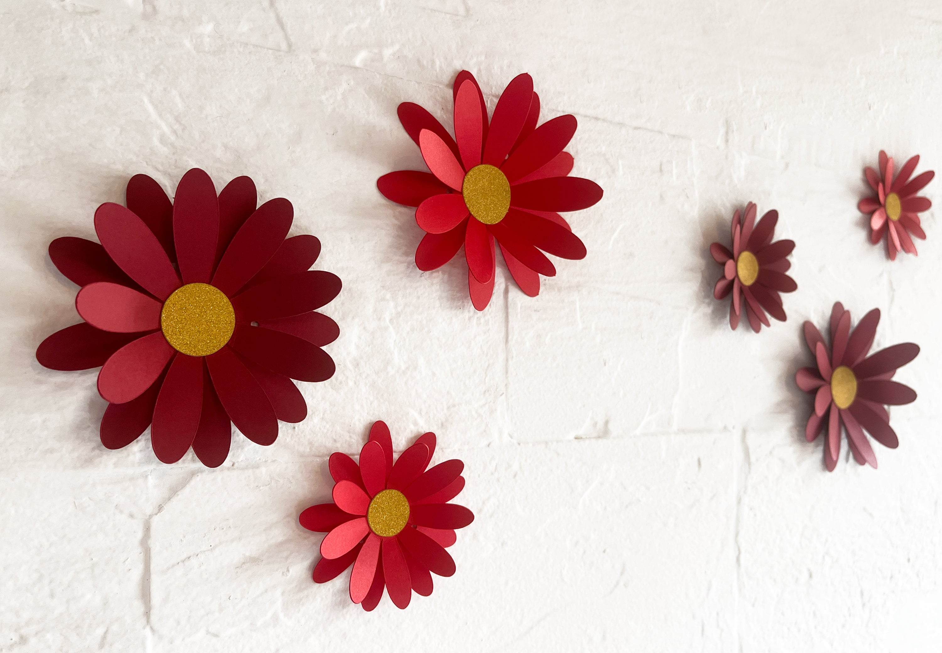 Red Daisy Flower Paper Bunting & Wall Decor