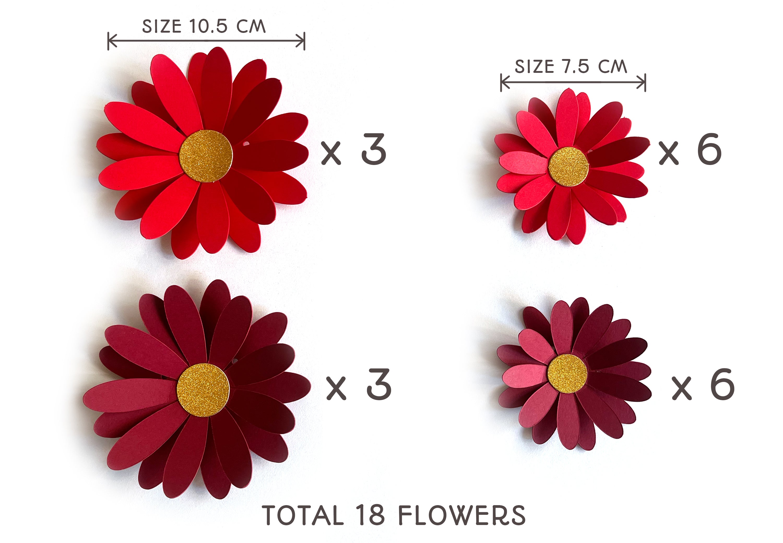 Red Daisy Flower Paper Bunting & Wall Decor