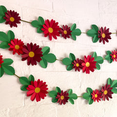Red Daisy with Leaves