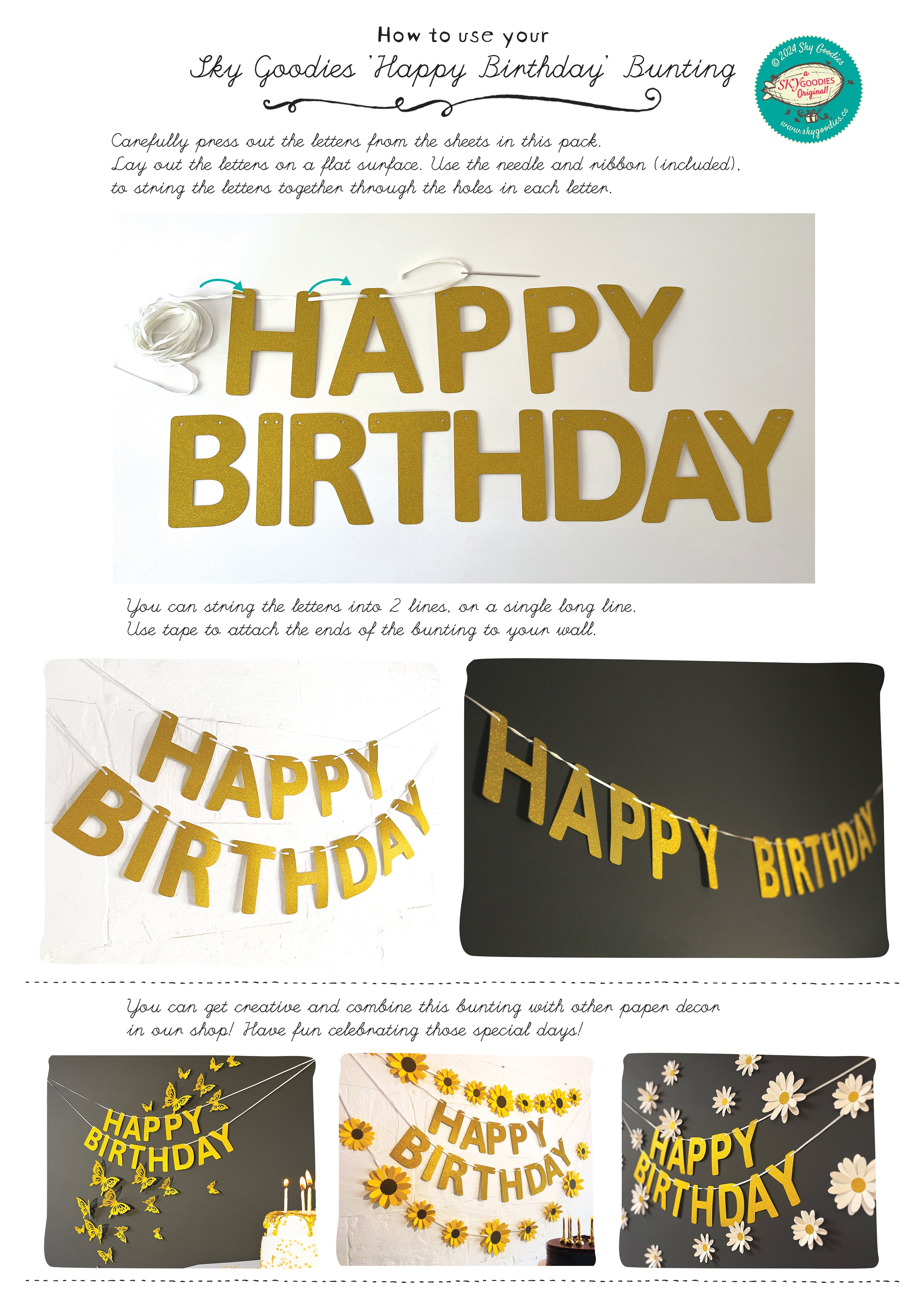 Pink Daisy and Happy Birthday Paper Party Decor