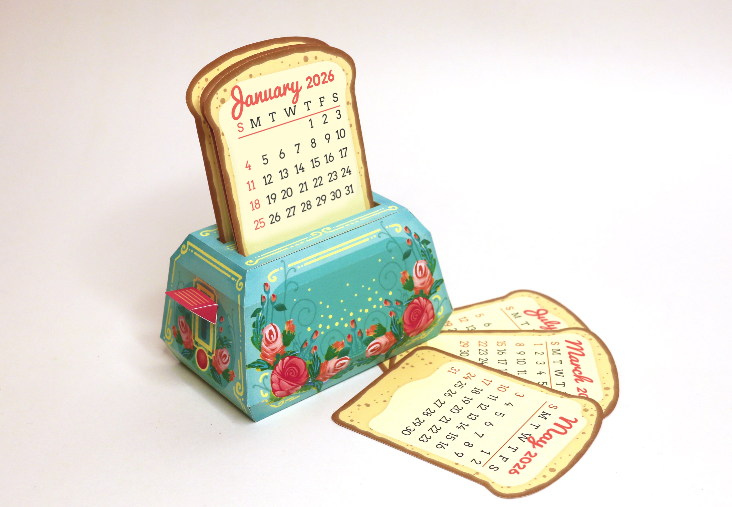 Mini Toaster Desk Calendar 2026 - DIY Paper Craft Kit