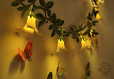 White Paper Flower Fairy Lights & Butterflies Wall Decor Combo