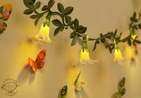 White Paper Flower Fairy Lights & Butterflies Wall Decor Combo
