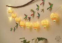 Paper Mini Hot Air Balloon Fairy Lights & Birds Wall Decor Combo