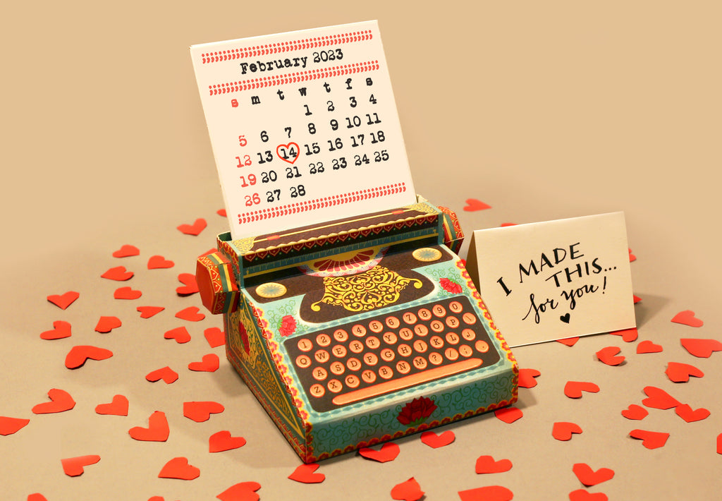 Colourful Typewriter Desk Calendar 2026 & 2027 DIY Paper Craft Kit