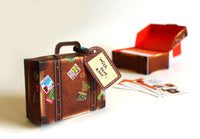 Brown Mini Travel Suitcase Box DIY Paper Craft Kit