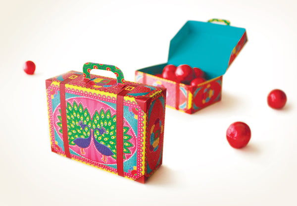 Colourful Pink Mini Suitcase Box DIY Paper Craft Kit
