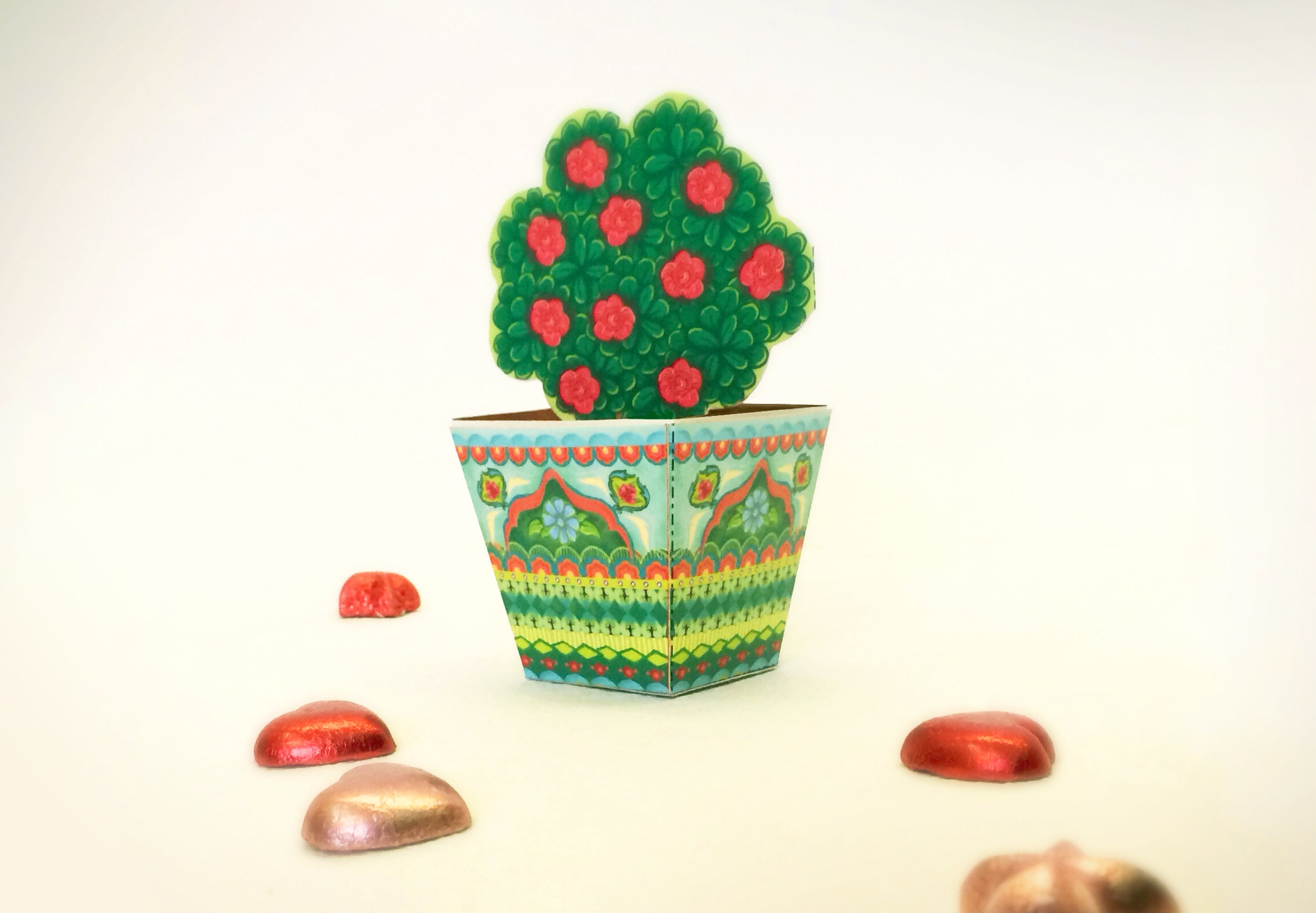 Blue Mini Flower Pot Box DIY Paper Craft Kit