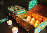 Festive Gift Pack: Blue Suitcase Gift Box with 12 electric tea lights
