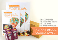 Instant Decor Combo Saver: 3 Hot Air Balloon Paper Lamps + Bulbs + Wires