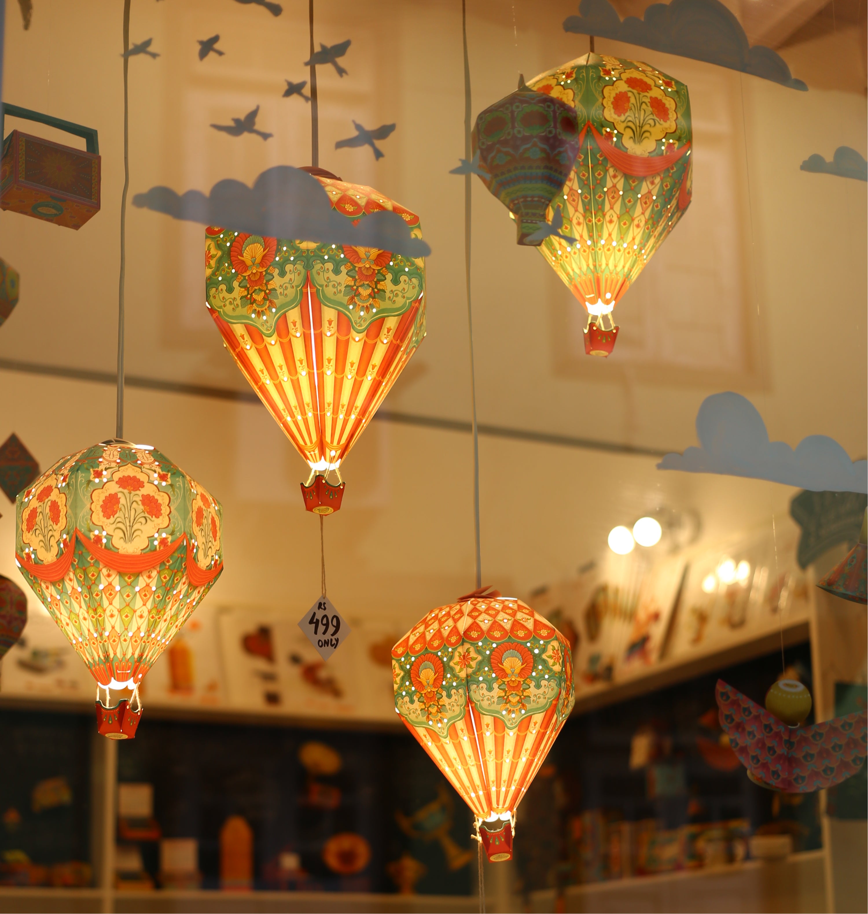 Combo Saver: 3 Hot Air Balloon Paper Lamp Shades: 1 Big Blue + 2 Small Assorted