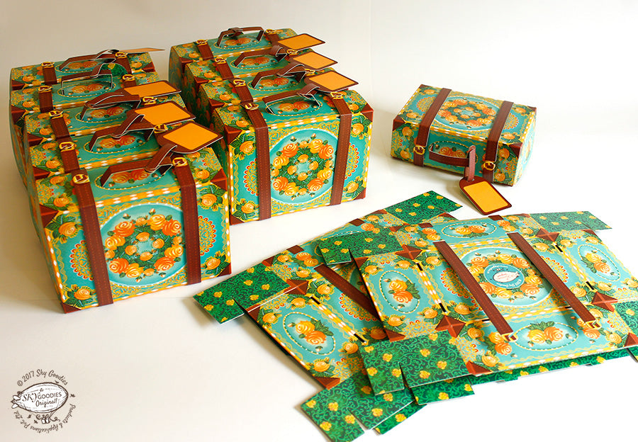 Set of 10 Colourful Blue Suitcase Gift Boxes