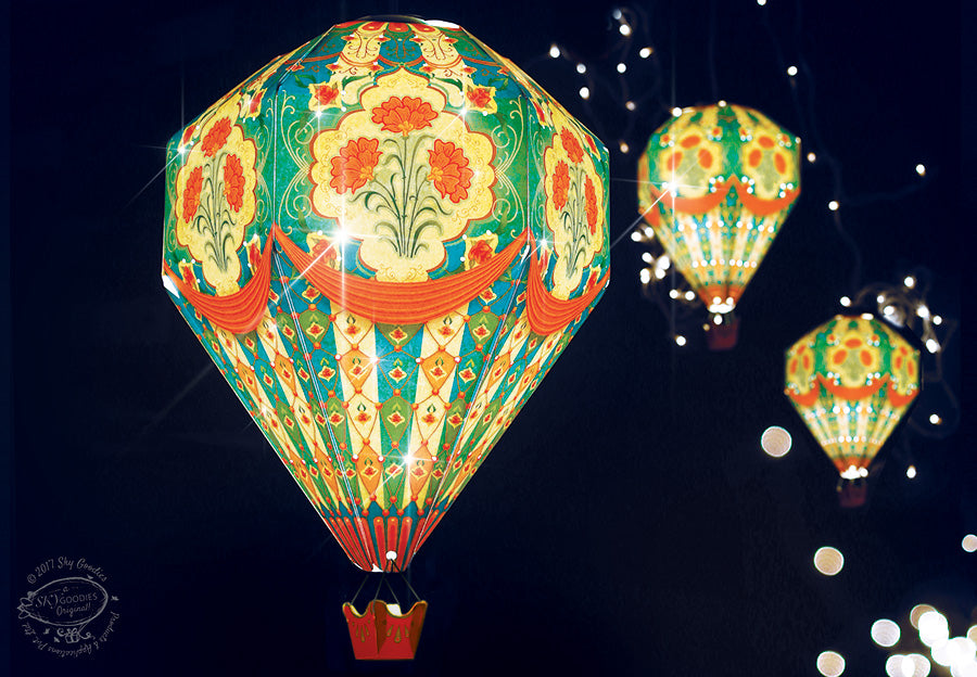 Convenience Pack with Bulb & Wire: Small Blue Hot Air Balloon Paper Lamp