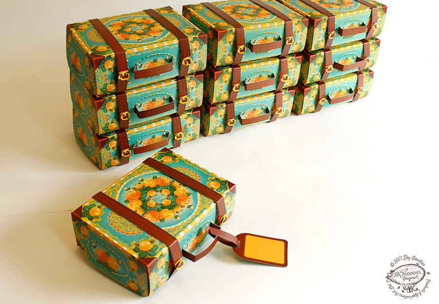 Set of 10 Colourful Blue Suitcase Gift Boxes