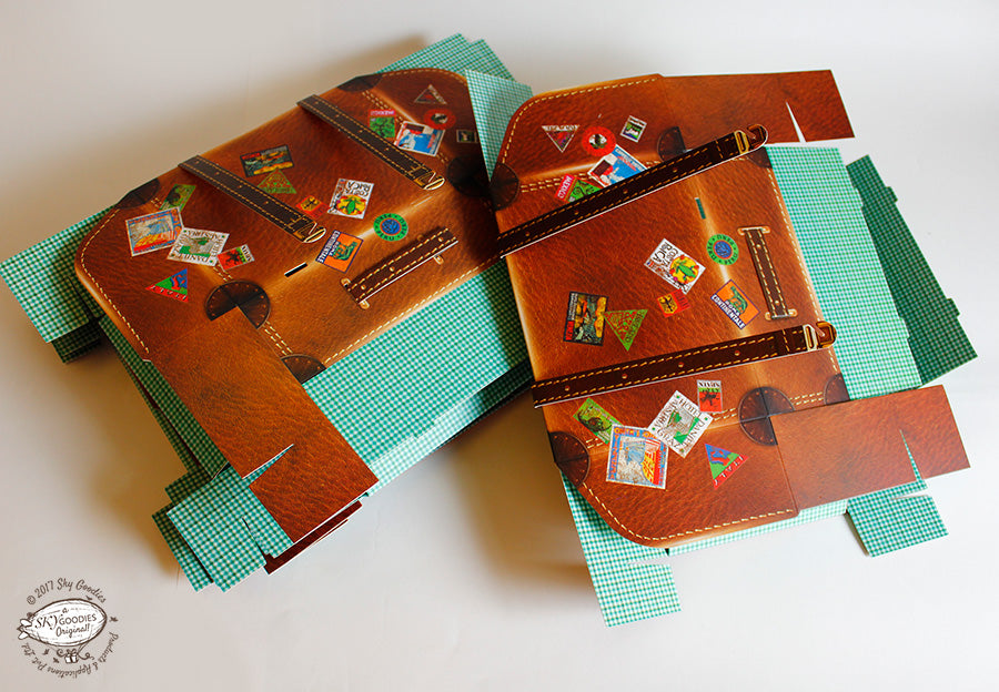 Set of 10 Brown Travel Suitcase Gift Boxes
