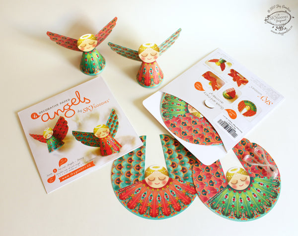 3 packs of 6 Paper Angels eco-friendly Christmas Decoration – Sky