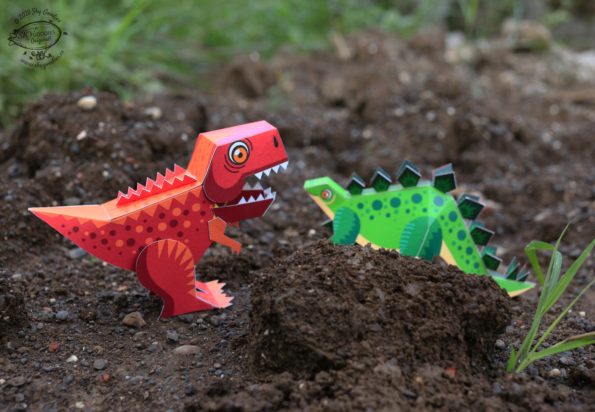 BOX SET of 6 DIY Mini Prehistoric Dinosaurs Paper Craft Kits – Sky Goodies