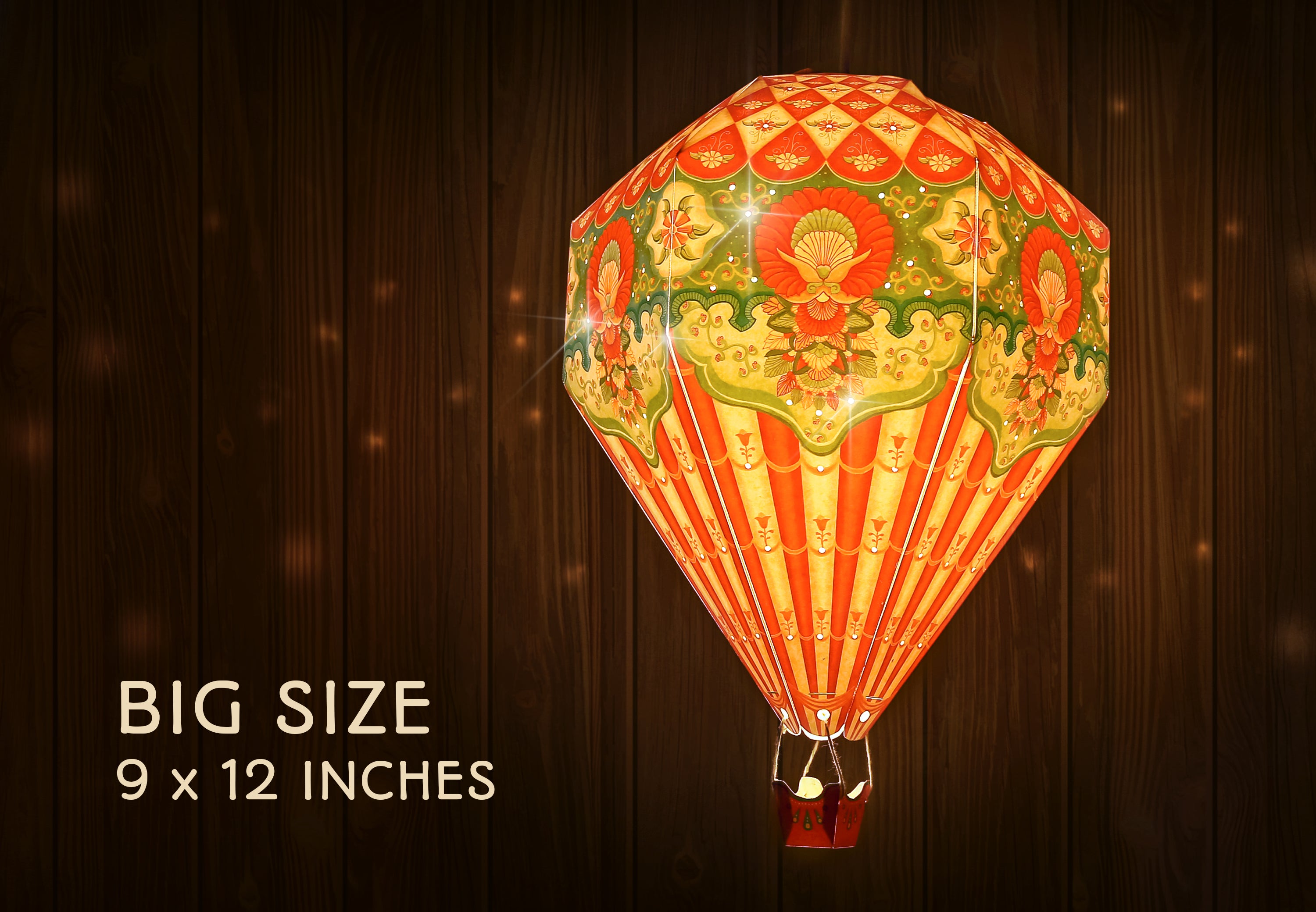 Convenience Pack with Bulb & Wire: Big Red Hot Air Balloon Paper Lamp