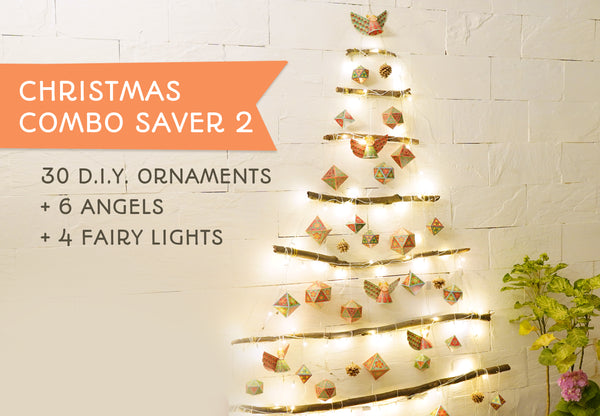 Christmas Decor Combo Saver 2 - 30 Ornaments, 6 angels, 4 Fairy Lights