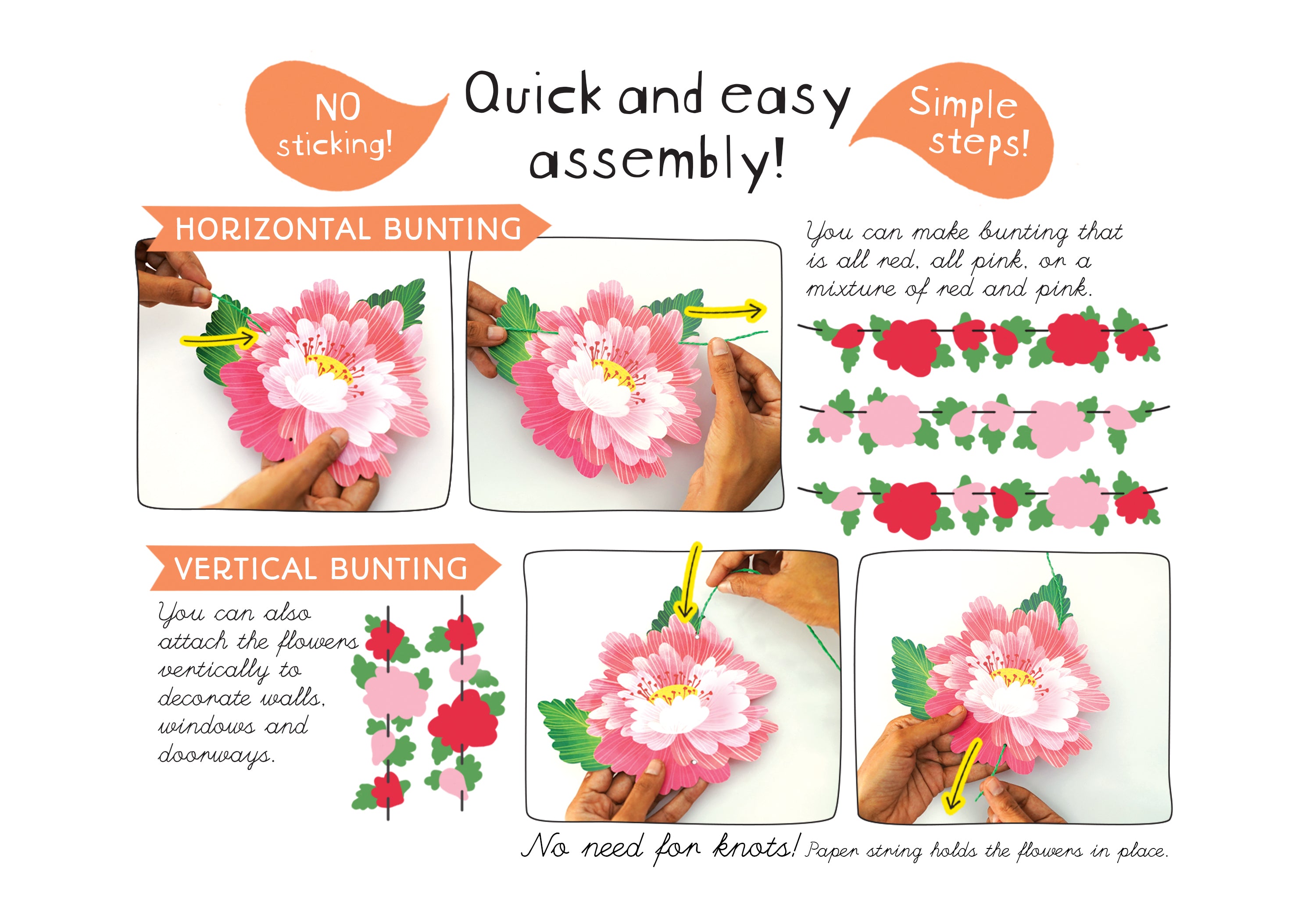 Hearts & Flowers COMBO SAVER: Paper Hearts Fairy Lights & Bunting