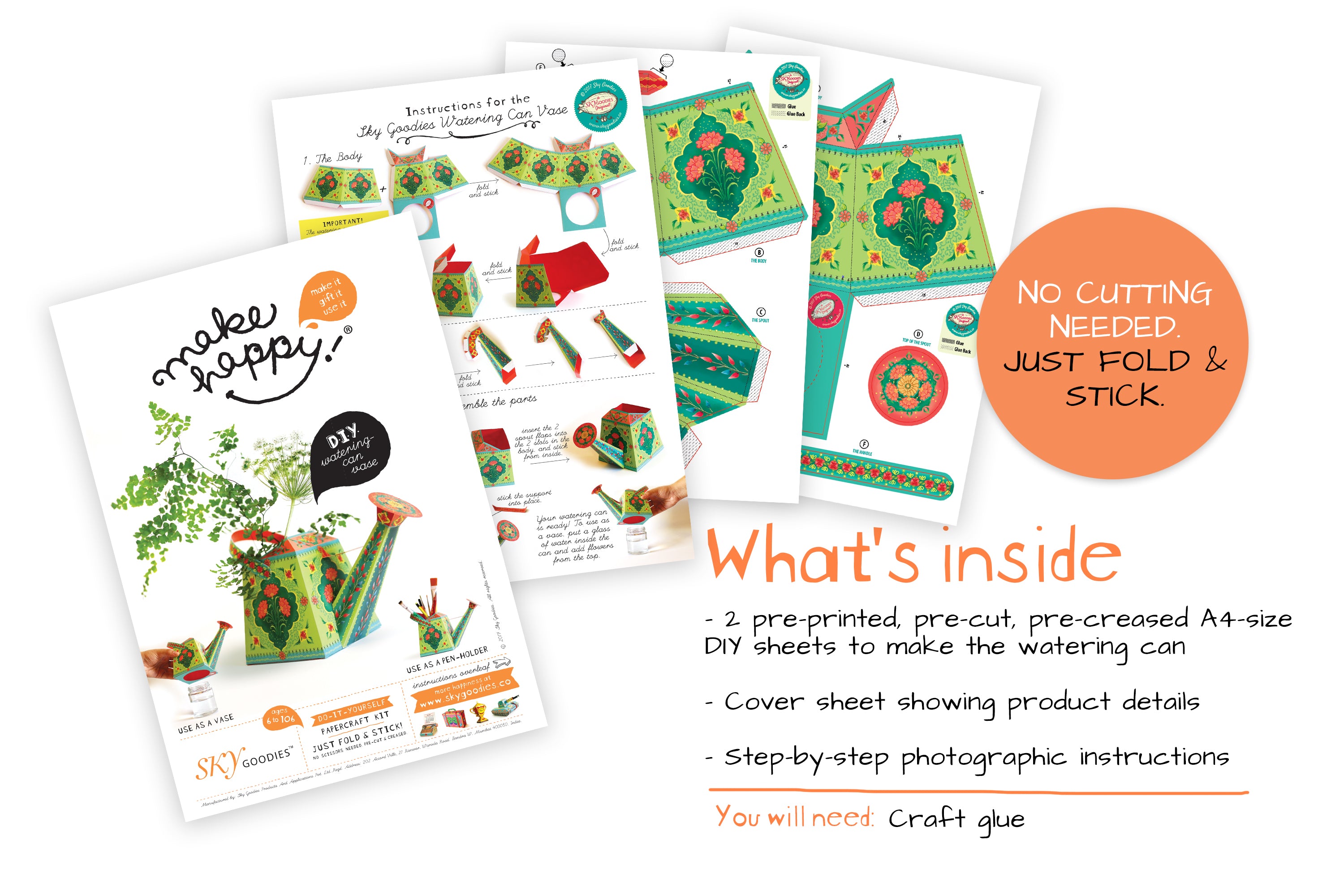 Watering Can Vase / Pen Holder DIY Paper Craft Kit