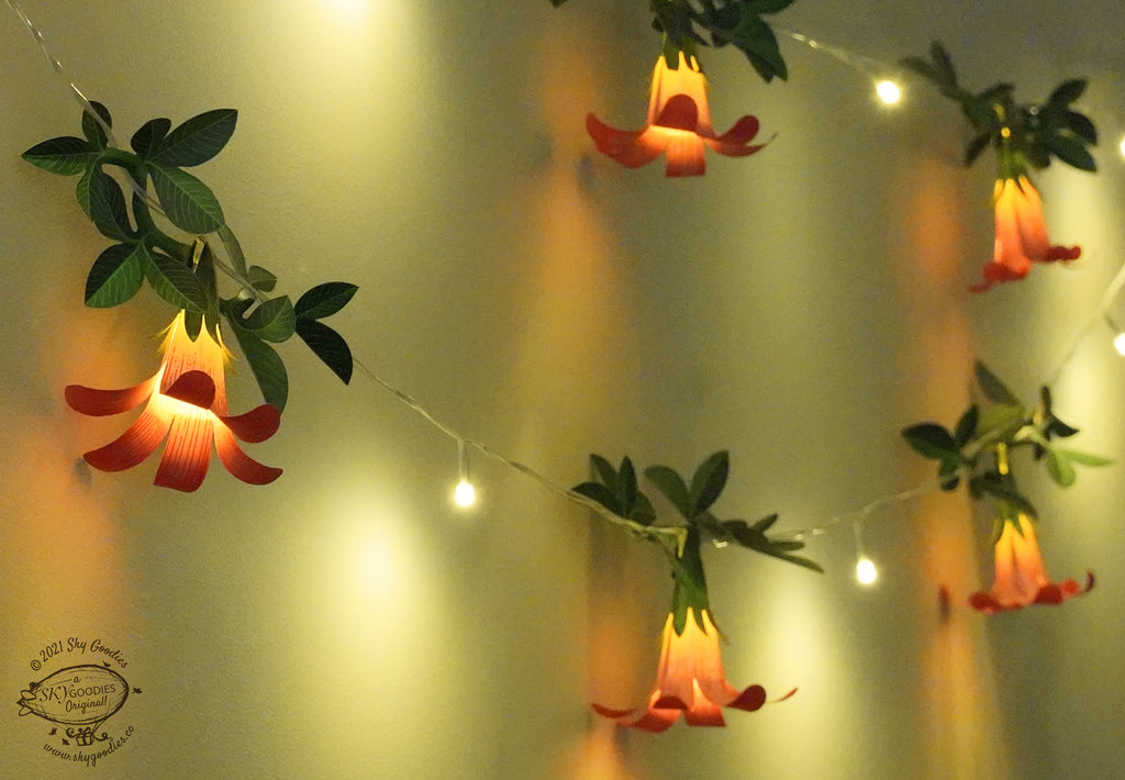 Pink Paper Flower Fairy Lights (12 flowers)