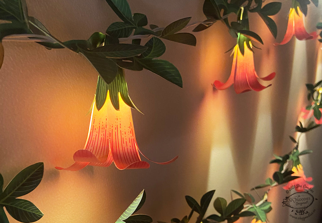 Pink Paper Flower Fairy Lights (12 flowers)
