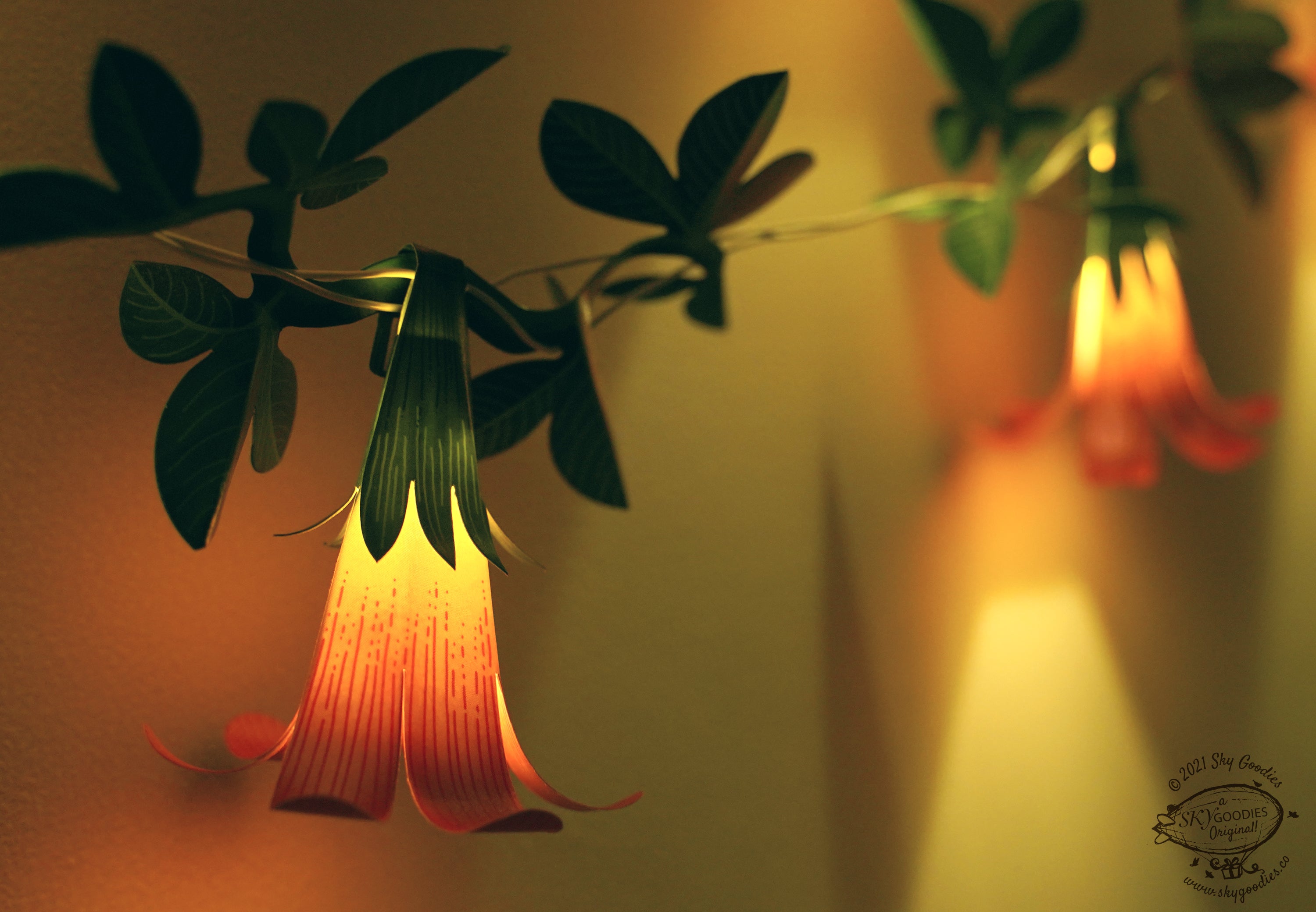 Festive Combo Saver Pack of 5 Pink Paper Flower Fairy Lights