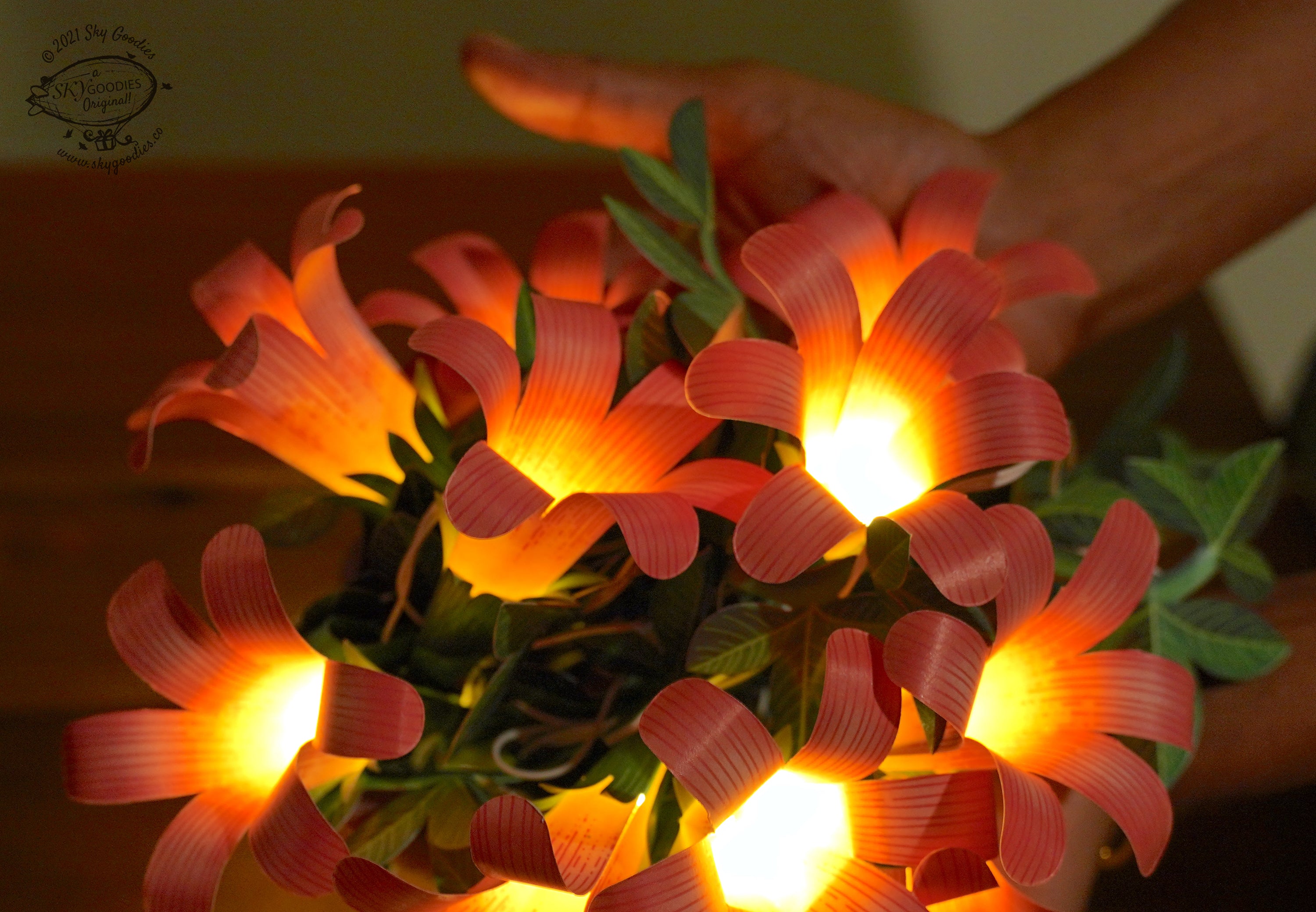 Festive Combo Saver Pack of 5 Pink Paper Flower Fairy Lights