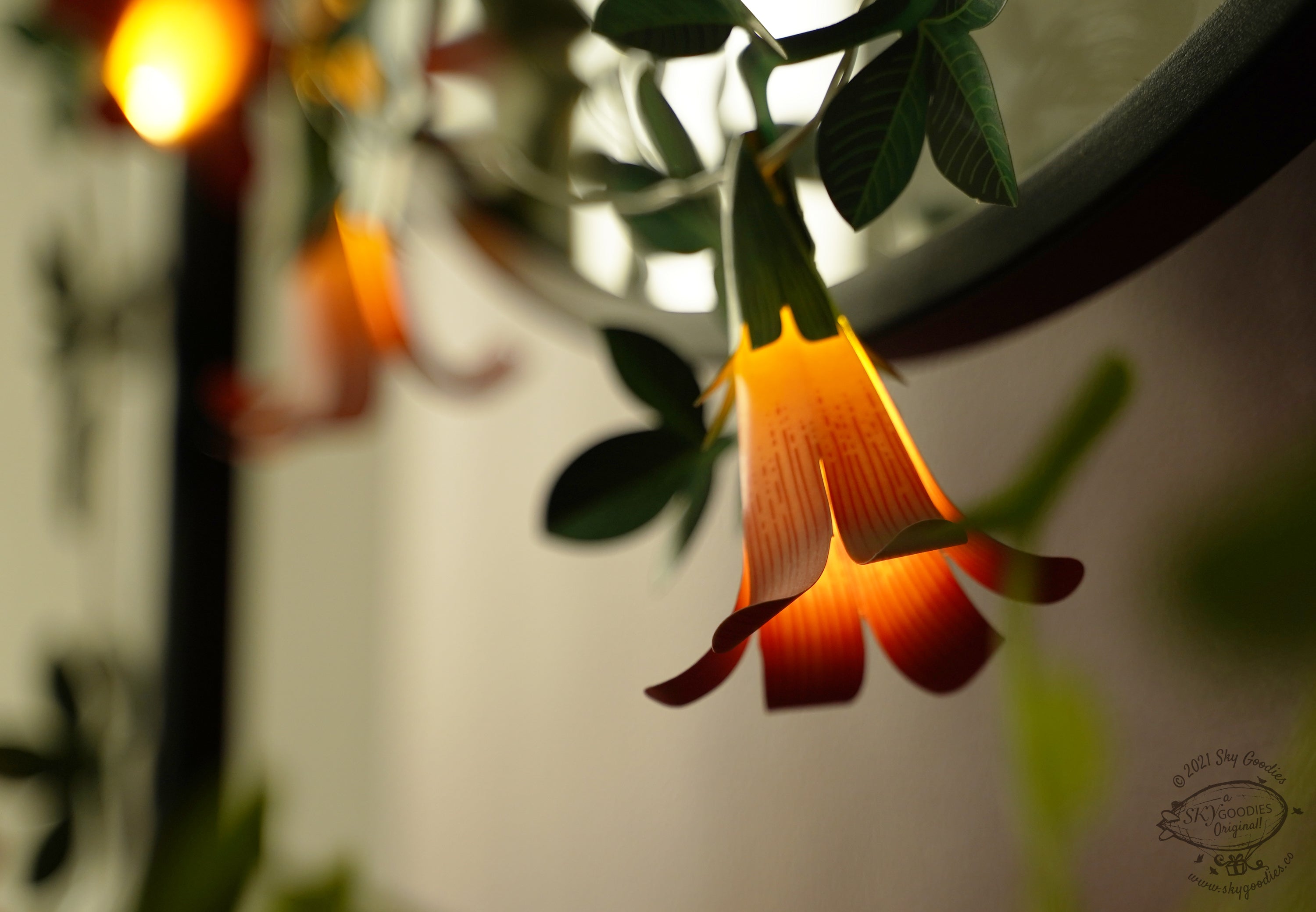 Pink Paper Flower Fairy Lights (12 flowers)