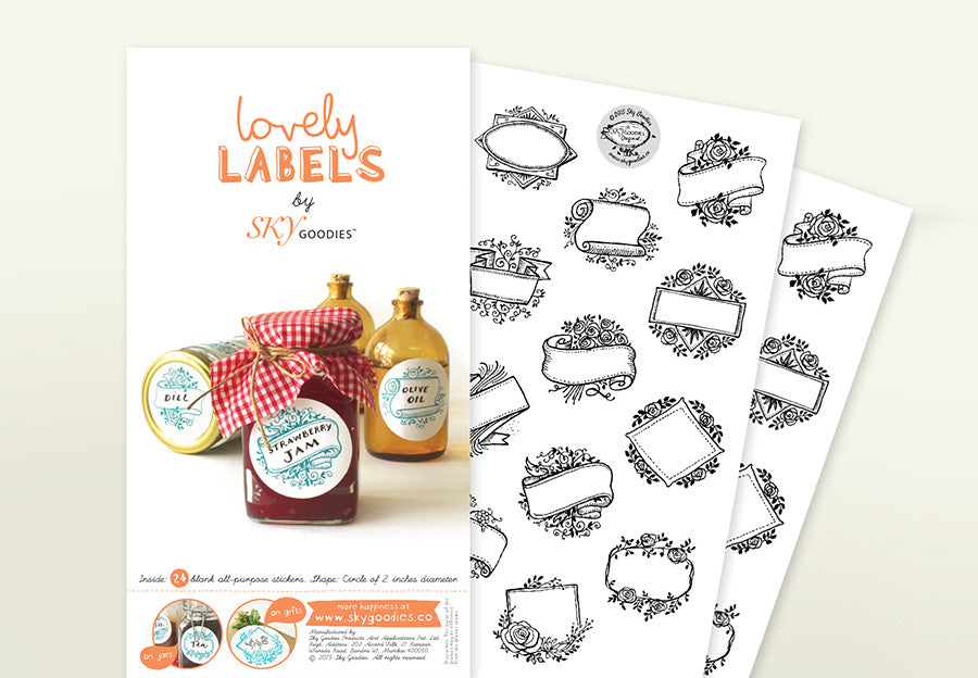 Lovely Labels: Small Round BLACK: Set of 24