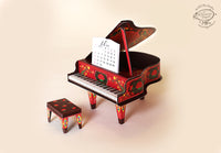 Red Miniature Grand Piano Calendar 2021 & 2022 DIY Paper Craft Kit
