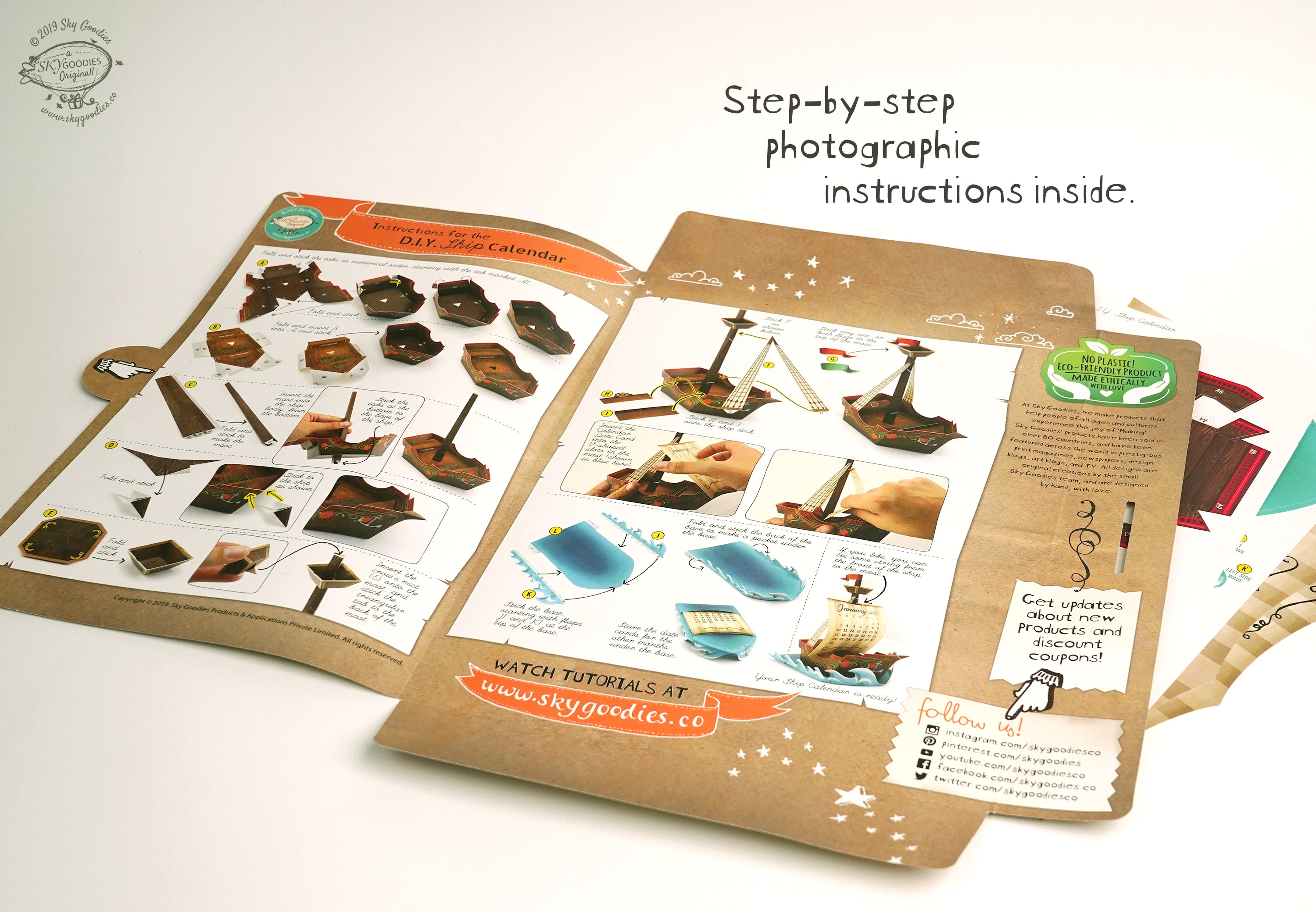 Adventure Ship Desk 3D Calendar 2024 & 2025 DIY Paper Craft Kit