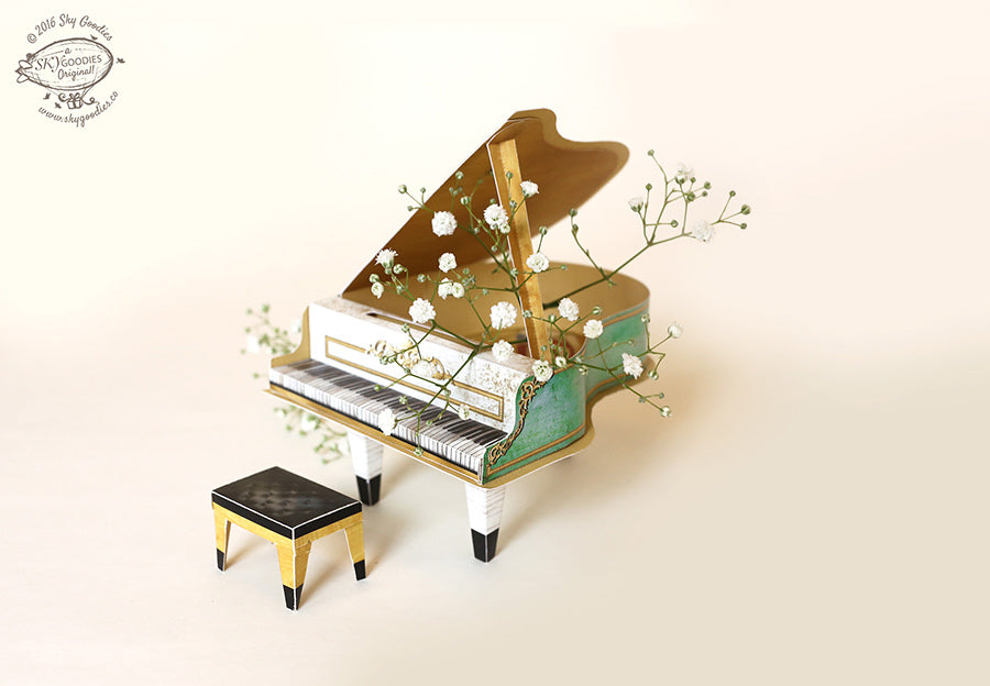 Turquoise Mini Grand Piano Calendar 2025 - DIY Paper Craft Kit