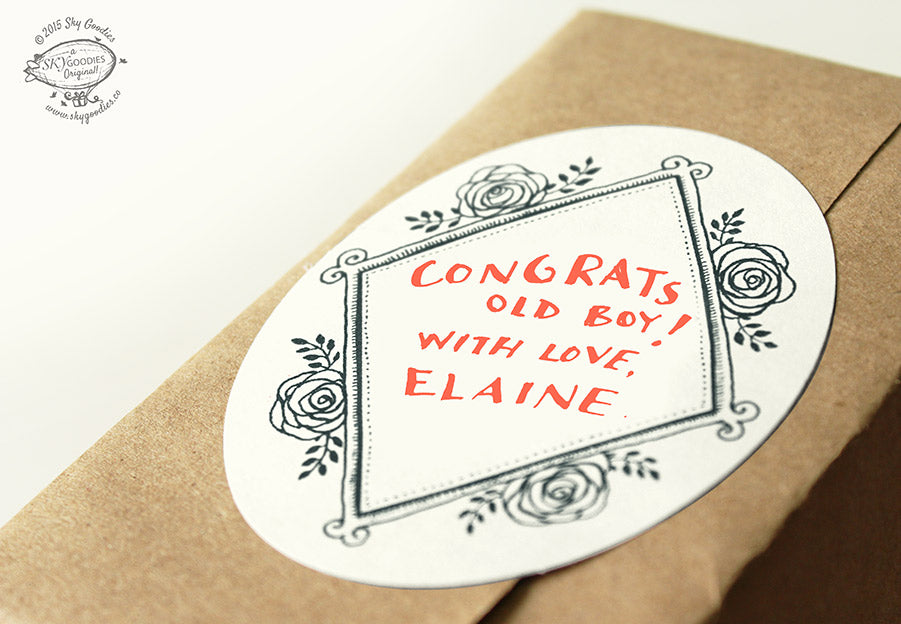 Lovely Labels: Large Oval BLACK: Set of 12